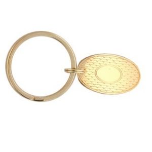 Gold Electroplate Keyring Struck Pattern Oval Tag